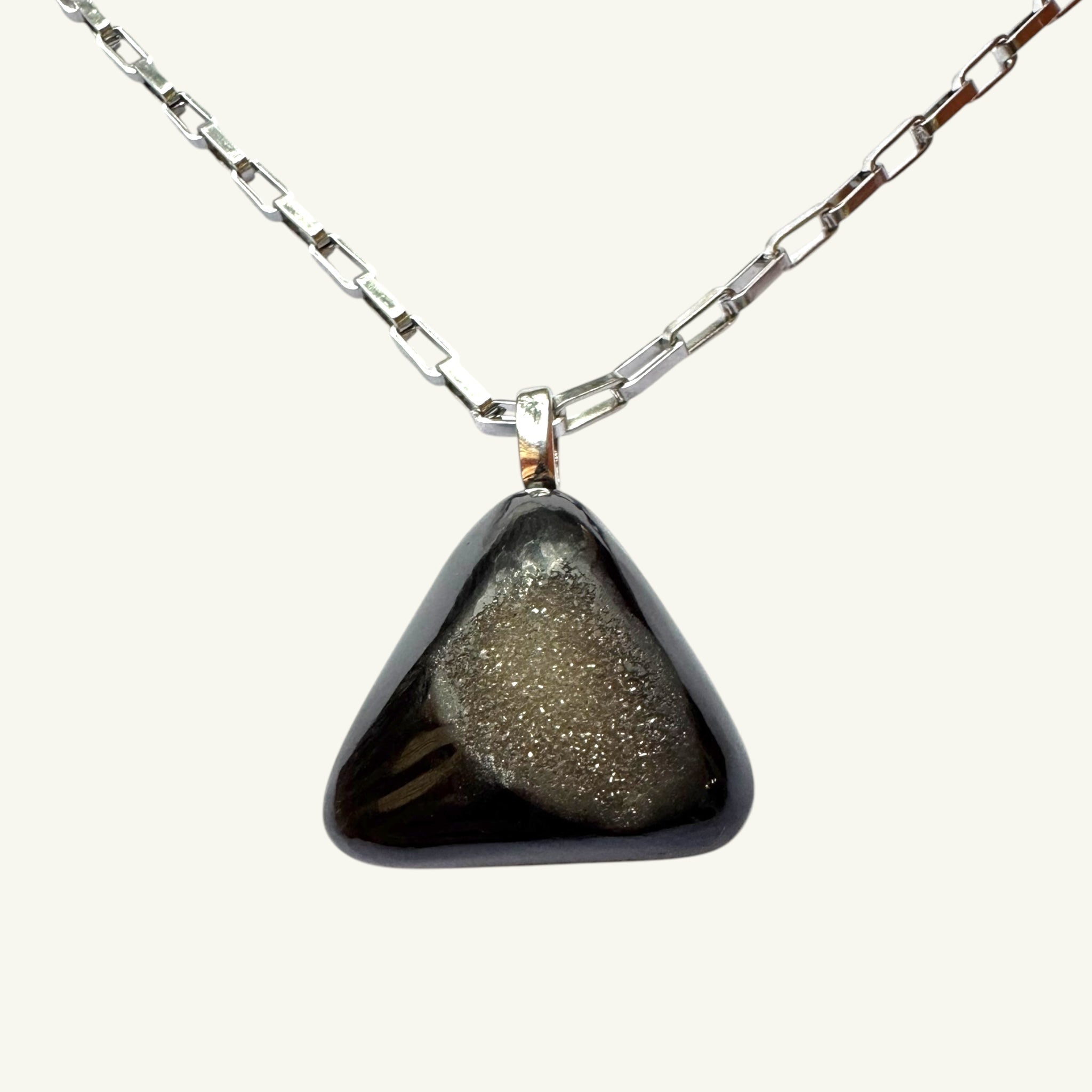 Collana drusa onice nera 29x30 mm Sharifa Crystals